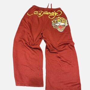 Ed Hardy tiger wide leg sweatpants